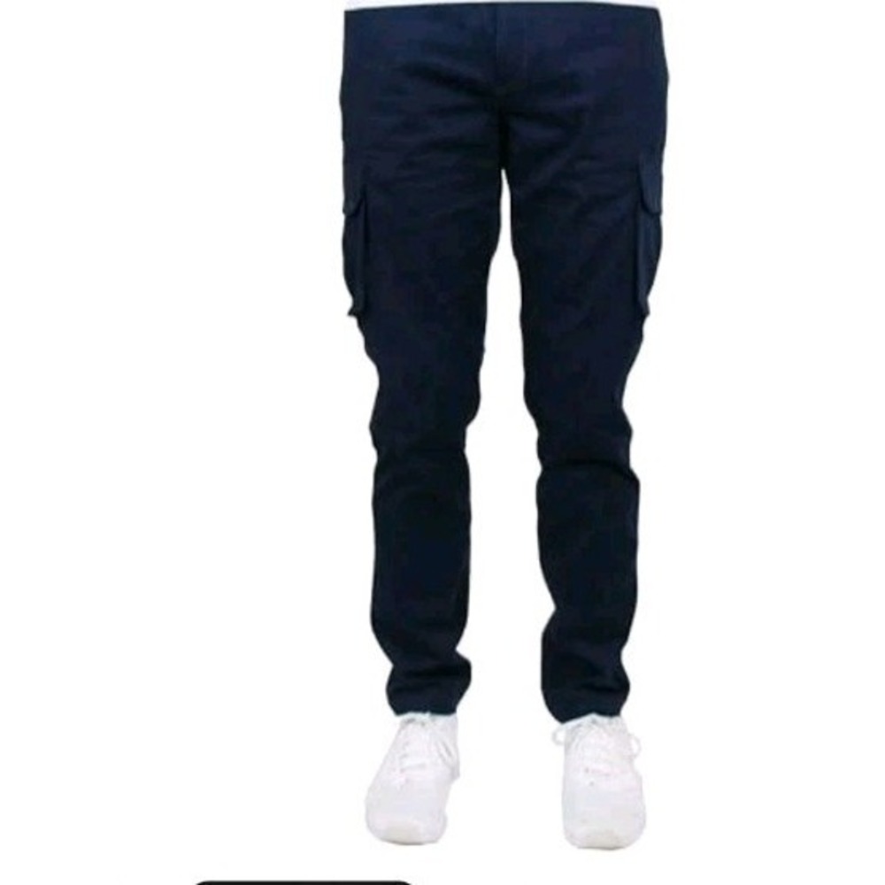 BLU ROCK MEN'S FLEX-STRETCH COTTON CARGO PANTS 30" INSEAM SIZE: MEN 34 NAVY